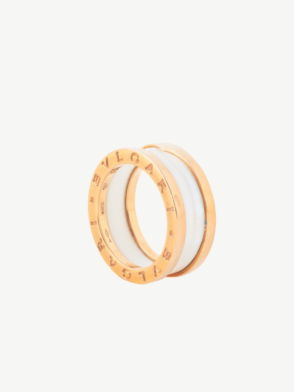 Bvlgari B.zero1 18k-Gold & White Ceramic Two-Band Ring